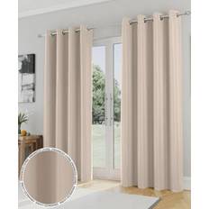 Curtains & Accessories Enhanced Living Nightfall Plain Supersoft Natural Blockout Curtains 90 x 90 Inch