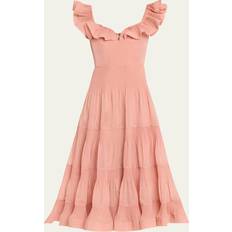 Zimmermann Pleated Fill Midi Dress - Lipstick