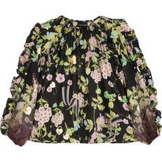 Cynthia Rowley Ruffled Floral-Print Blouse - Black