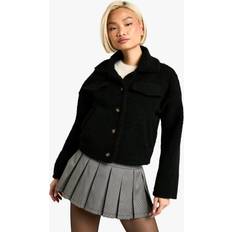 Balmain Women Outerwear Balmain Striped Cotton Teddy Jacket - Black