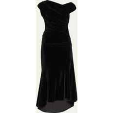 Terciopelo Ropa Ganni Velvet Ruched Dress - Black