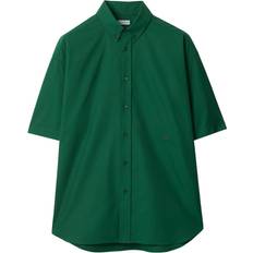 Burberry Green Tops Burberry Logo Embroidered Cotton Shirt - Green