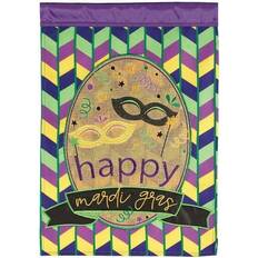 Garden & Outdoor Environment Happy Mardi Gras Burlap Garden Flag 13 x 18 in