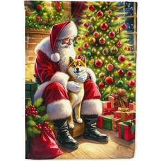 Carolines Treasures Shiba Inu and Santa Claus Garden Flag