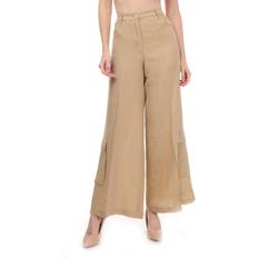 Gold - Woman Trousers Womenss Paris Gilles Wide Leg Pants - Gold Fabric