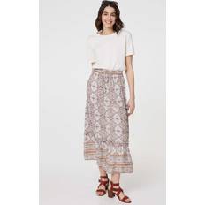 Florals Skirts Izabel London Printed Drawstring Waist Maxi Skirt - Beige