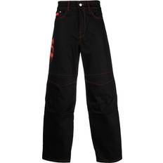 GCDS Logo Print Straight-Leg Jeans - Black