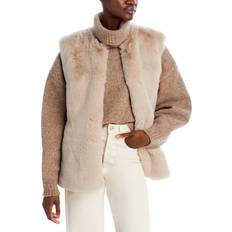 Surell Rex Rabbit Faux Fur Vest - Tan