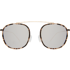Mykonos Ace Sunglasses - White Tortoise/Gold/Silver Flat Mirror