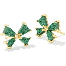 Emerald Earrings Kendra Scott Blair Gold Bow Stud Earrings in Emerald Drusy (One Size)