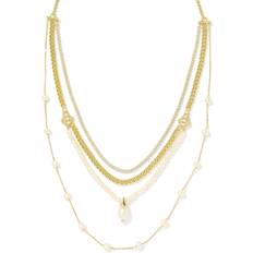 Kendra Scott Krista Gold Statement Necklace in White Mix Mixed Stones (OS)