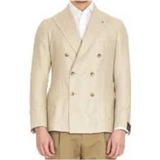 3XL - Men Blazers Cikaito Blazer Double-Breasted Silk Jacket - Beige