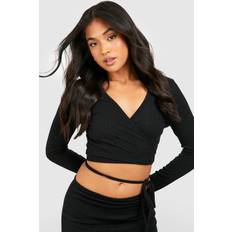 Modal Blouses Petite Ribbed Mock Neck Top - Black