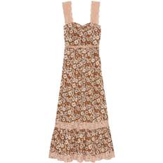 Gucci Floral-Print Lace-trimmed Twill Dress