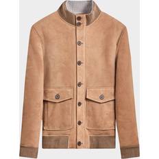 Canvas Jackets Men's Full-Button Shearling Jacket - Caramel