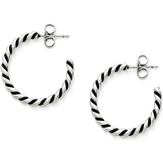 Hombre - Plata Pendientes Twisted Wire Hoops