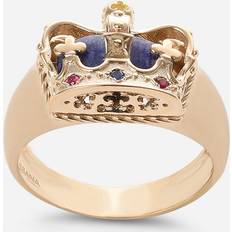 Men - Topaz Rings Dolce & Gabbana Crown Yellow Gold Ring With Lapislazzuli On The Inside Gold