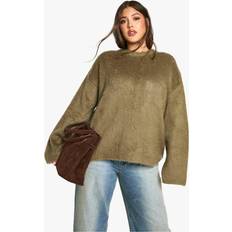 Boohoo Hoodies Jumpers boohoo Womens Plus Fluffy Knit Sweater - Green