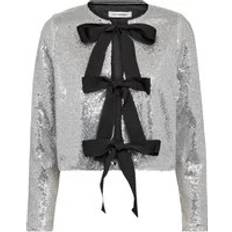 Co'Couture Steviecc Sequin Bow Bluse - Silver