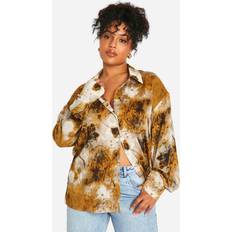 Woman - Yellow Shirts Plus Smudge Abstract Oversized Shirt - Yellow