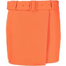 Midi Skirts - Orange Ami Paris High-Waisted Belted Miniskirt - Wool/Orange