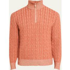 Cashmere Cable Half-Zip Sweater - Orange