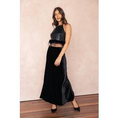 Velours Jupes Suri Velvet Maxi Skirt - Black