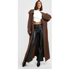 Men - Multicolored Coats Womens Chunky Oversized Coatigan - Brown