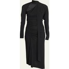Victoria Beckham Slash Neck Ruched Midi Dress - Black