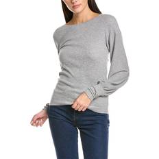 Nylon - Vrouw Blouses Mock Neck Long Sleeve Top - Blue