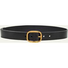 Rounded Leather Belt 28 - Black/Gold