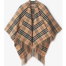 Women Coats Burberry Check Wool Cashmere Cape -