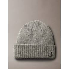 Calvin Klein Men Beanies Calvin Klein Embroidered Monogram Logo Beanie - Medium Grey Heather