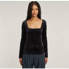 G-Star XXL Bluser G-Star Coated Slim Rib Mock Top - Black