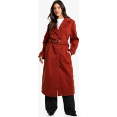 Orange - Women Coats Belted Wool Look Maxi Coat - Beige