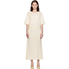 LEMAIRE Belted Rib T-shirt Midi Dress - Light Cream