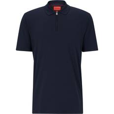 Zip Up Short Sleeve Piqué Polo Shirt - Blue