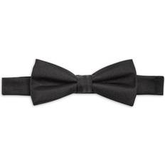 Black - Solid Colors Ties Solid Silk Pre Tied Bow Tie - Black