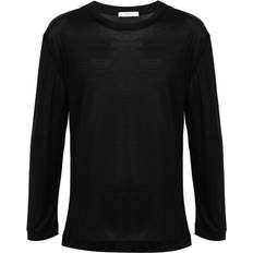 Sheer Knit Long Sleeve T-Shirt - Black