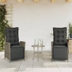 VidaXL Stål Stole vidaXL Havestole 2 Stk Med Lænefunktion Og Fodstøtte Polyrattan Grå