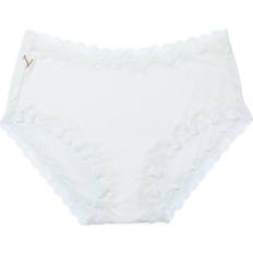 Silk Panties Silk Lace Trim Briefs - White