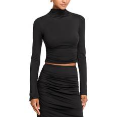 Modal Blouses Super Soft Brushed Mock Neck Top - Black