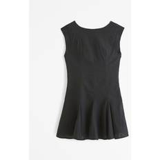 Abercrombie & Fitch Linen-Blend Godet Mini Dress Black