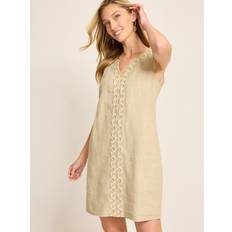 Tommy Bahama Geometric Embroidered Linen Shift Dress - Natural