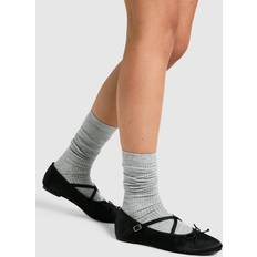 Boohoo Women Socks boohoo Fine Ribbed Long Slouchy Socks - Grey