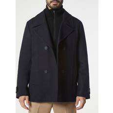 Blue - Men Coats Andrew Marc Danton Melton Peacoat - Heather Blue