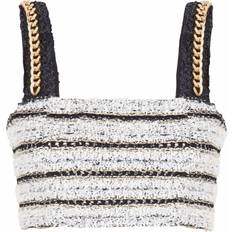 Balmain Blouses Balmain Chain Straps Tweed Crop Top - Black