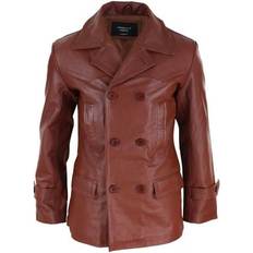 Infinity Leather Double Breasted Uboat Jacket - Cognac