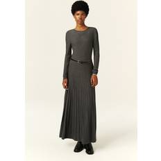 Jazia Pleated Knitted Dress With A Lively - Grey