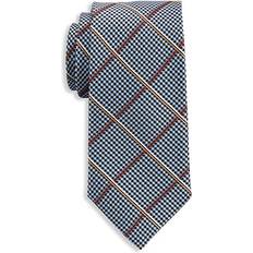 Linen Ties Houndstooth Grid Patterned Tie - Navy